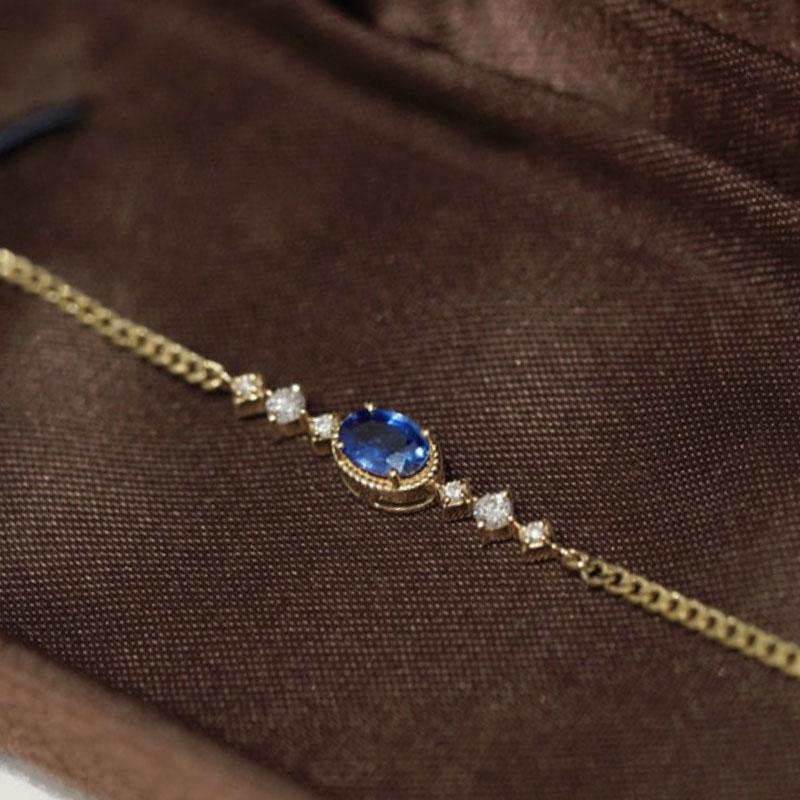 

Винтажные браслеты с цирконом для женщин Простой инкрустированный цирконом синий драгоценный камень роскошный цепочный браслет свадебные украшения 17-20cm