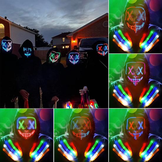 

Подушка для лица на Хэллоуин, набор перчаток-скелетов, реалистичные подушки для лица со светодиодами, реквизит для вечеринки на Хэллоуин для мальчиков и девочек