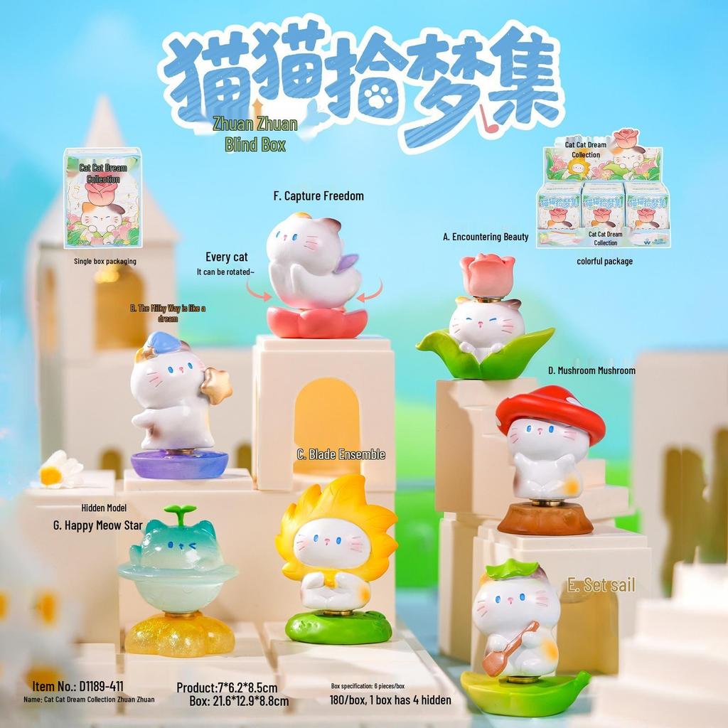 Whimsical Meow Collection Blind Box: Healing Kitten Resin Figurine Gift for Friends, Classmates, and Dorm Decor