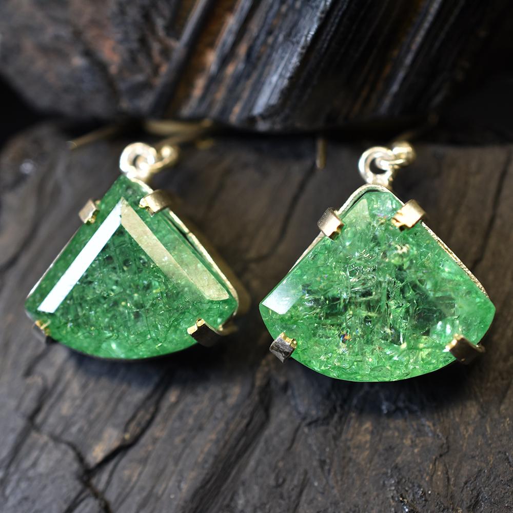 Natural Fancy Earring 925 Sterling Silver 72.30 Ct Green Emerald Gems Certified my.er-36