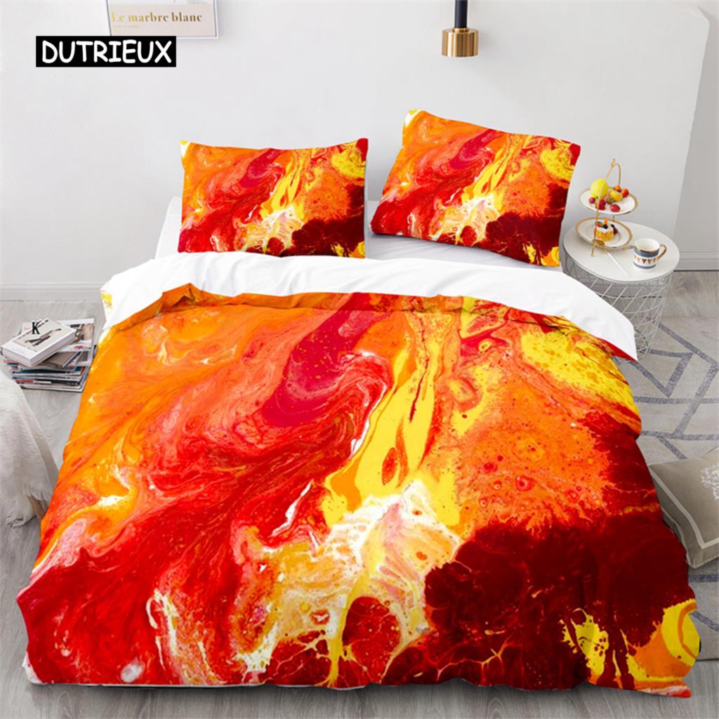 Colorful Marble Printed Pattern Bedspread Cover Package Microfiber Geometric Art Abstract Bed Cover Package King Dimension Queen Size For Girls Kids