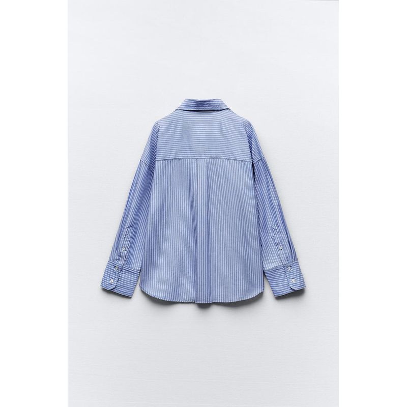 Spring/Summer New Arrival French Style Boyfriend Style Temperament Wild Long Sleeves Polo Collar Stripes Oxford Shirt 8372390