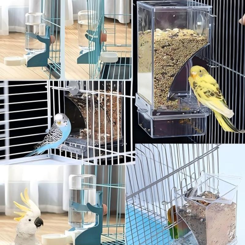 Pack of 2 Automatic Bird Feeder Water Dispenser Set for Parrots Cockatiels Pet Birds Easy Installation