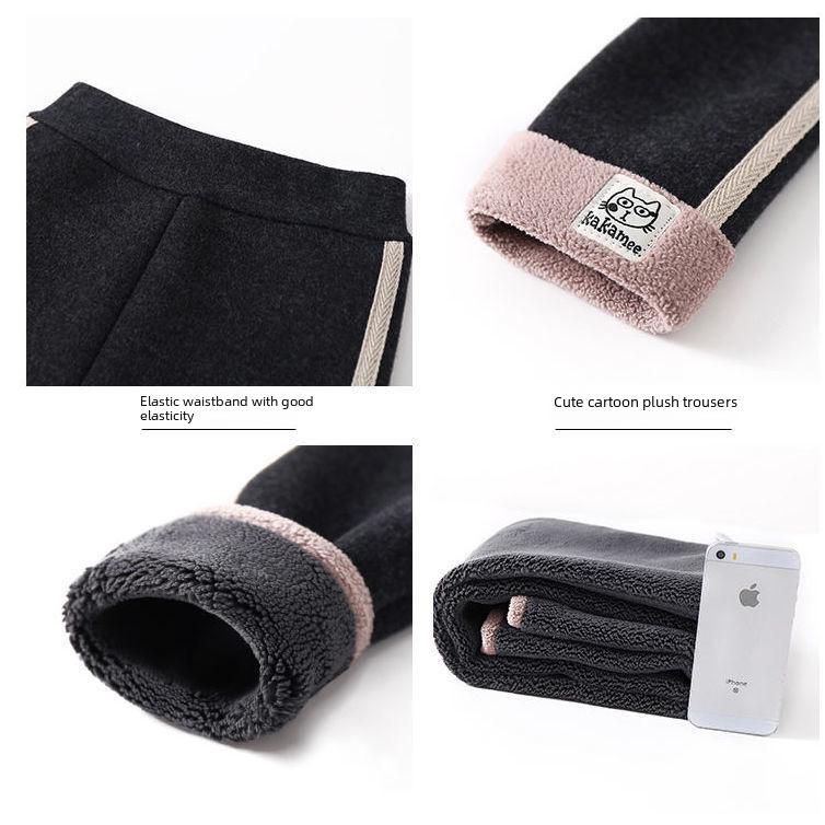 Girls' Winter Plus Velvet Thick Leggings - One-Piece Warm Outerwear Pants for Kids