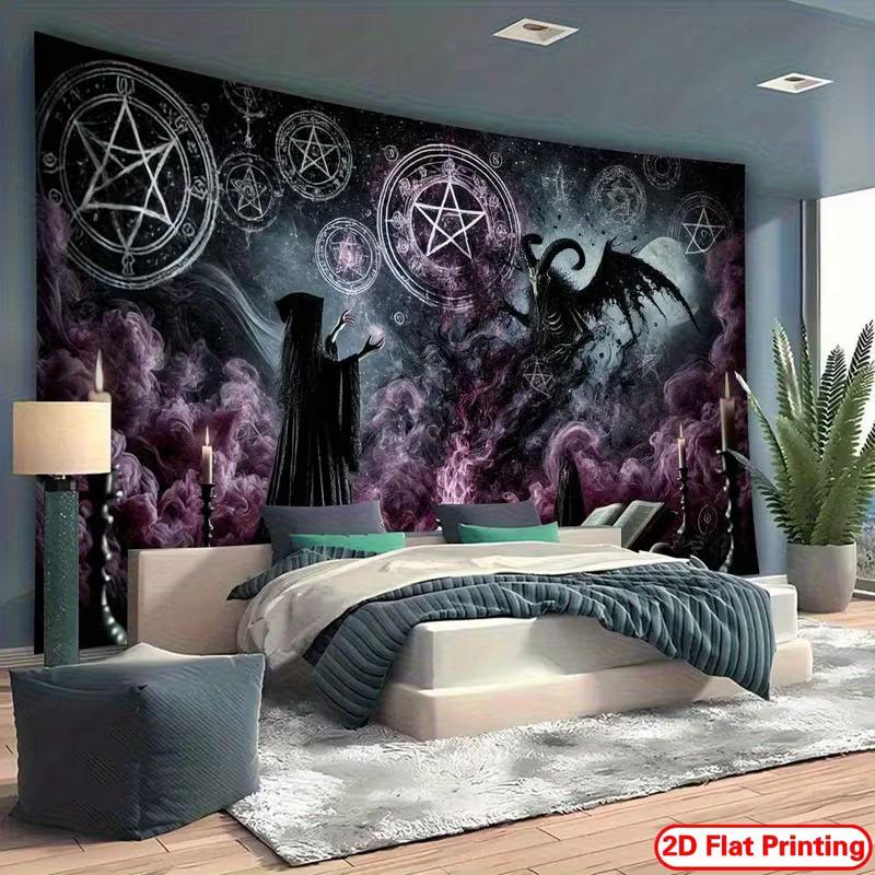 

2D Black Magic Backdrop, Pentagram Magic Circle Scene Background for Spooky and Witchcraft Events 47.2x31.5inch/120*80cm