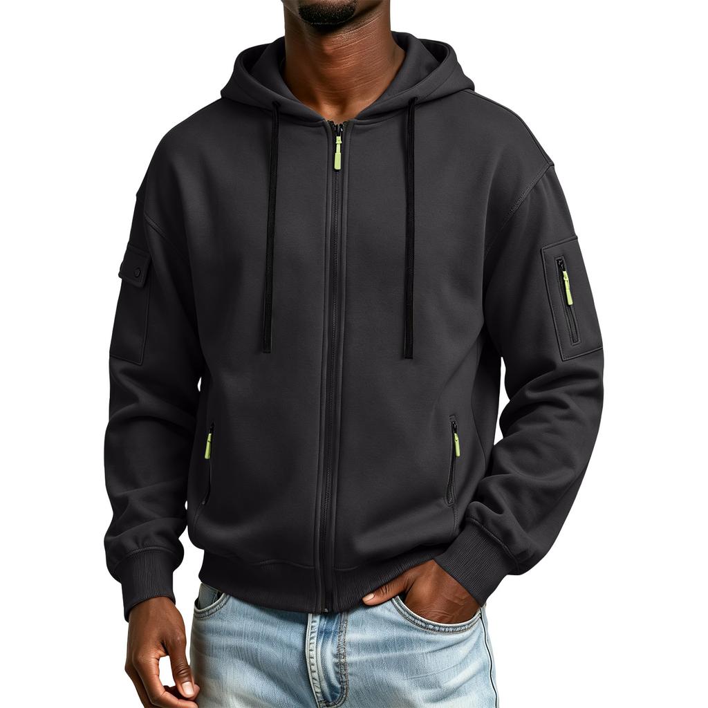 Felpa Invernale da Uomo Colorata con Tasche con Zip