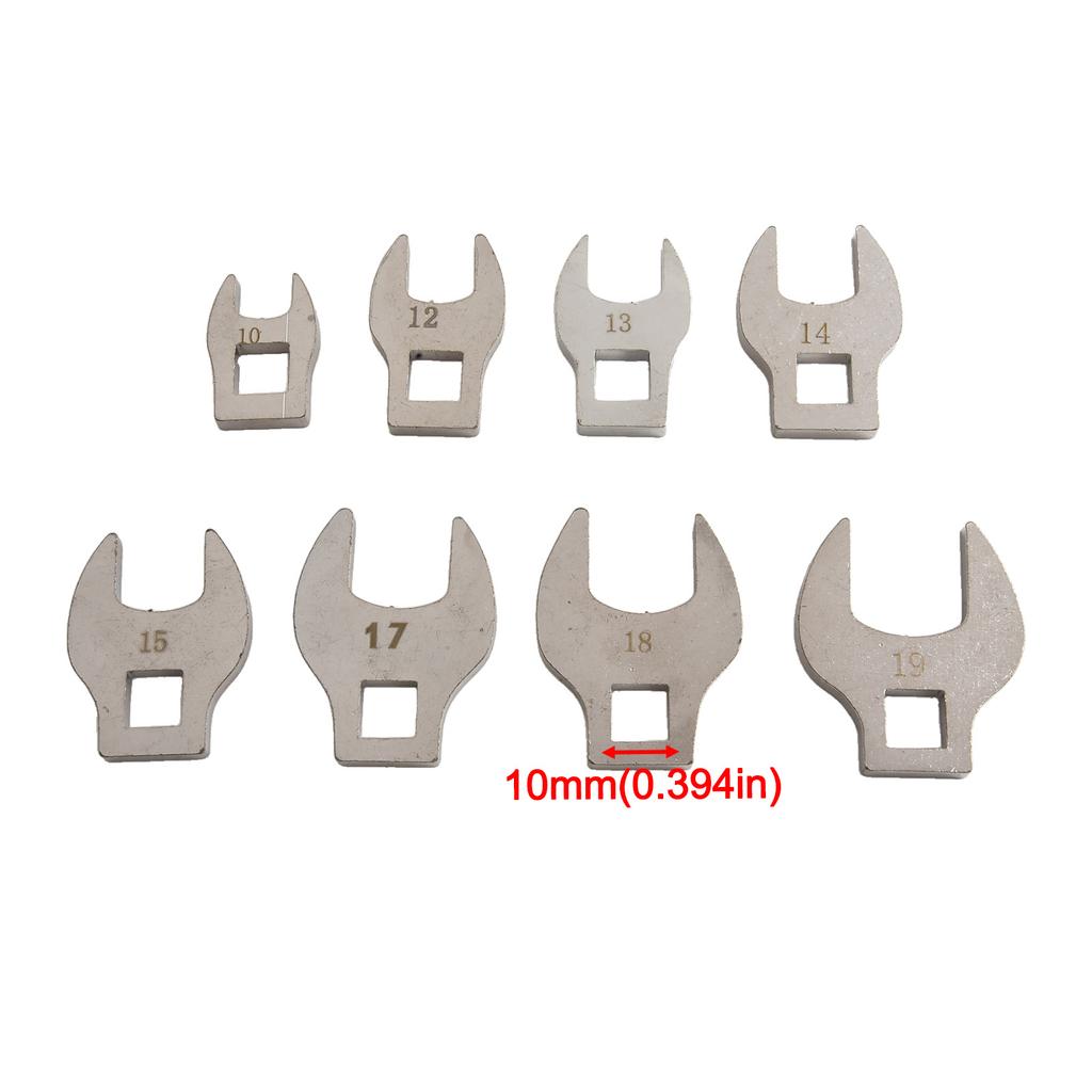 8 Stück 3/8 Zoll Antrieb Krähenfußschlüssel 10 bis 19 mm metrisch Fuß Maulschlüssel metrisch beweglicher offener Ratschenschlüssel