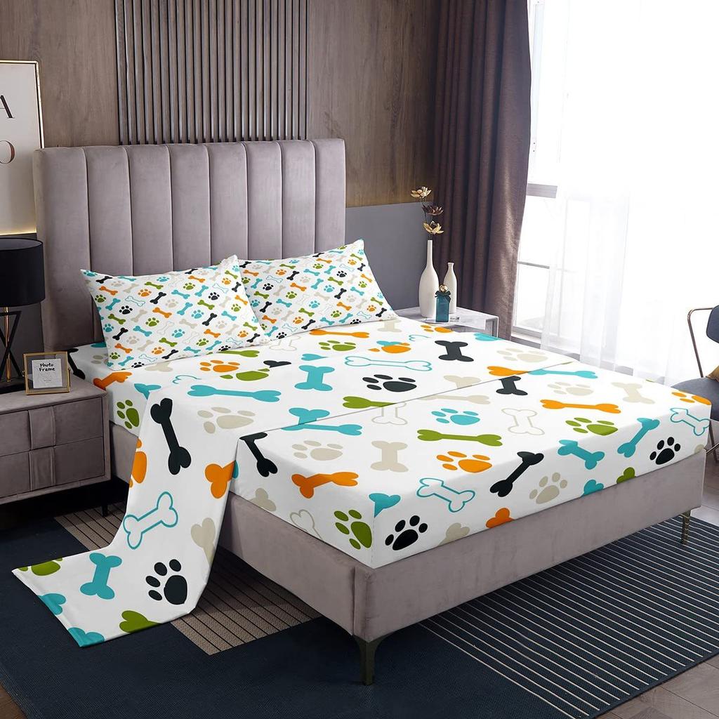 Cartoon Bone Pattern Bed Hat Three-Piece Digital Printing Bedding Bed Hat Three-Piece Set Children And Adults