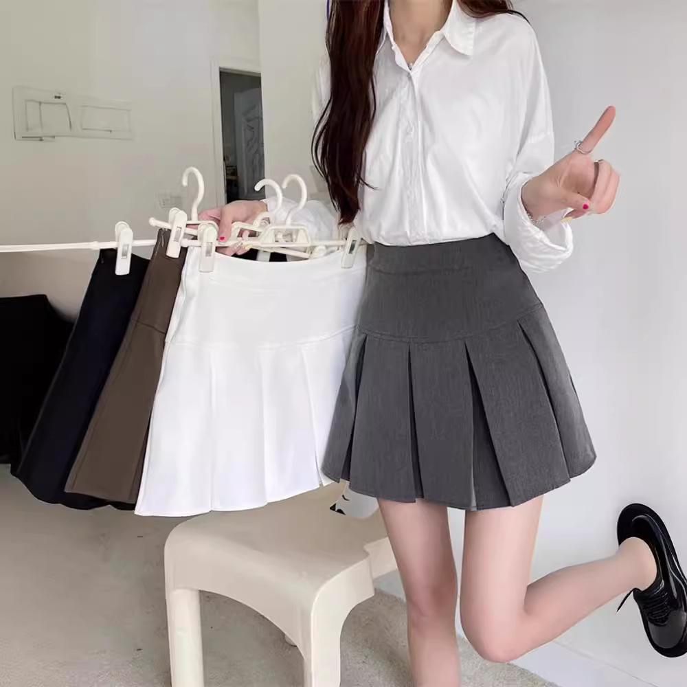 

2024 High-Waist Pleated Midi Skirt - Slimming Flared Umbrella Skirt with Anti-Exposure Design for Women XL чорний