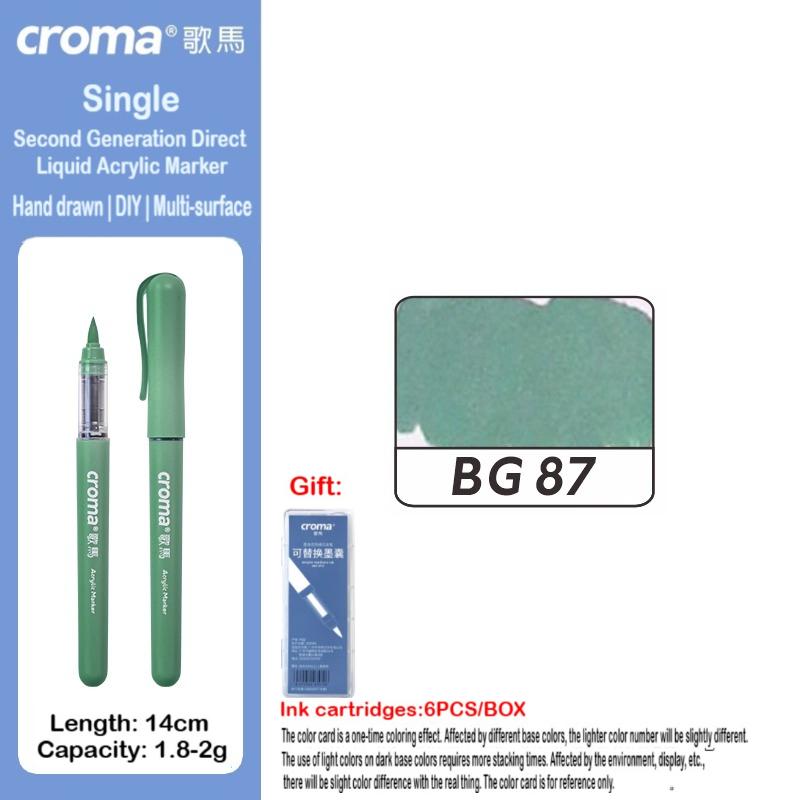 Croma 160/1 Farben Nachfüllbares Direktflüssig-Acrylmarker-Set mit Weicher Spitze, Waschbarer Aquarellpinsel Schulausstattung