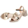 Fashion AIYUQI Women's Sandals Golden 2025 New Thick Heel Roman Sandals For Women Large Size Mid-heel Female Summer Shoes