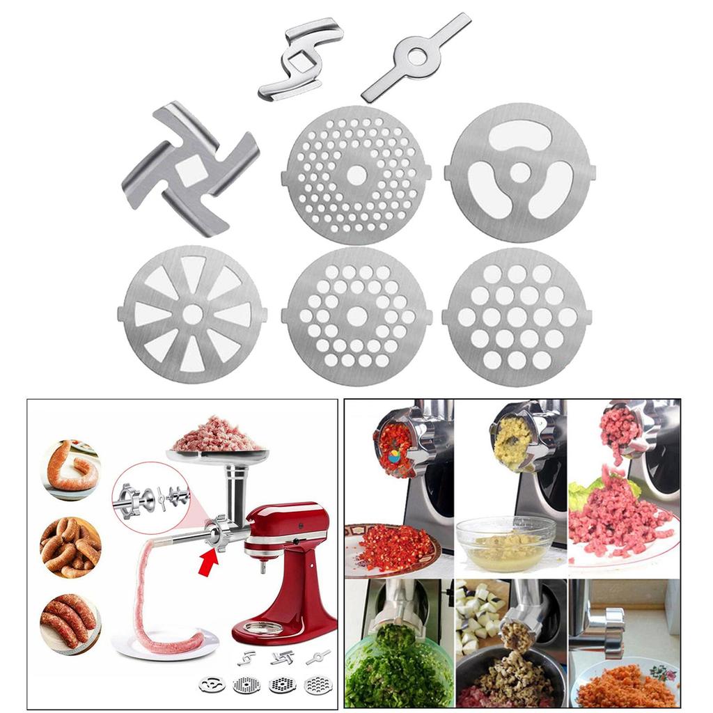 Meat ,Meat Plate Discs ,Stainless Steel Food Accessories for Stand Mixer and - 8pcs