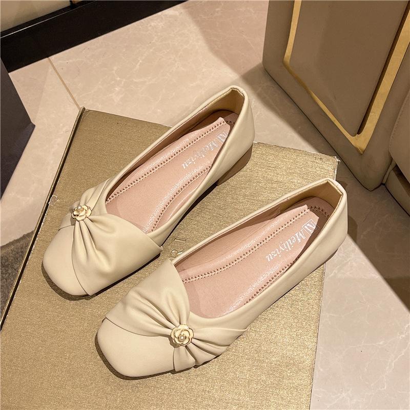 Mary Jane women's shoes soft leather with skirt single shoes women's thick heel soft sole gentle shoes