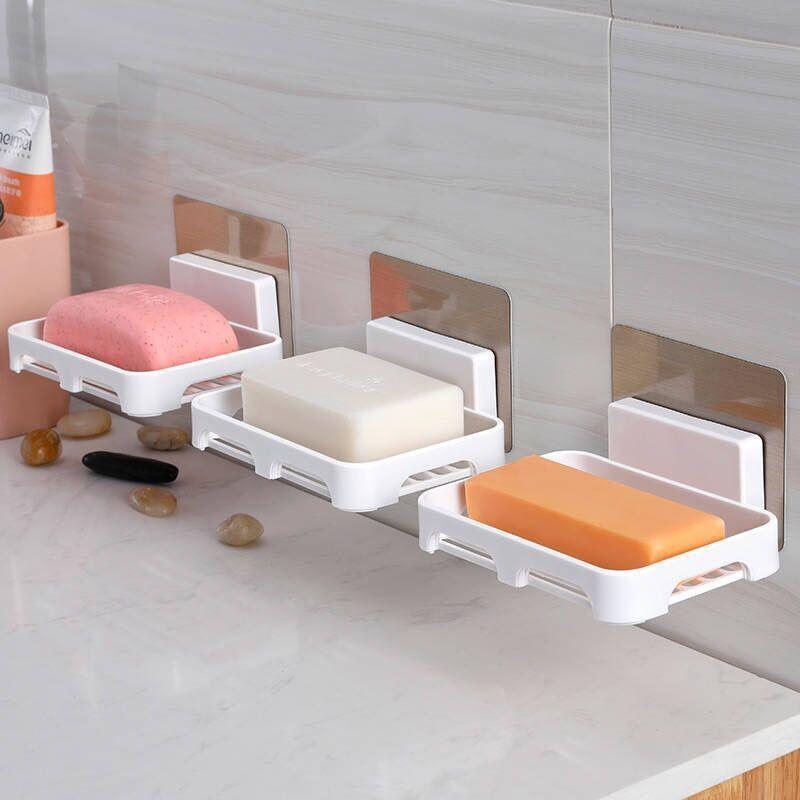 Toilet Drained Soap Box Wall-mounted Soap Rack Bathroom Wall Without Punching Storage Soap Box Household Traceless Single Layer