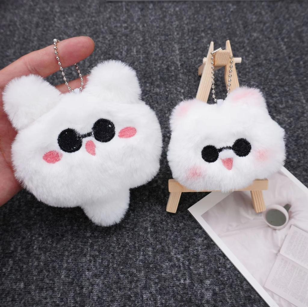 Anime JK Gojo Satoru Plush Keychain Cosplay White Cat Cosplay Gojo Pendants Backpack Key Ring Halloween Party Decoration