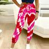 Summer Ladies Color Vortex Tie Dyeing Printed Sweatpants Loose Fit Drawstring Joggers Elastic Cuff Daily Casual Pants