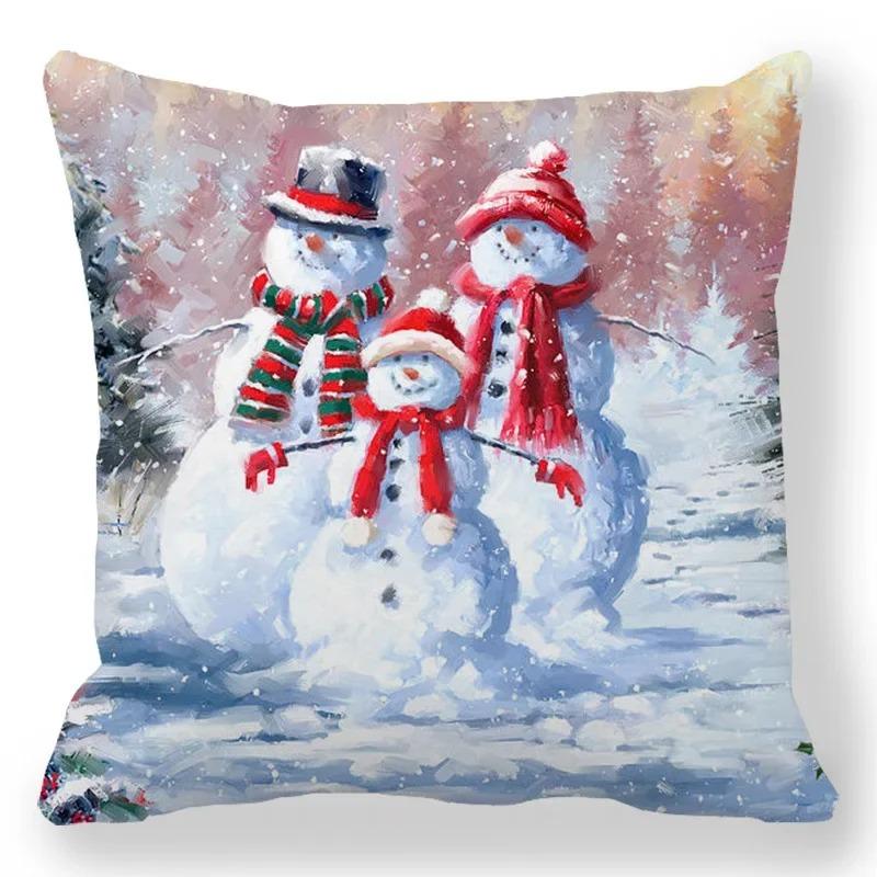 1 piece of Christmas Day party decoration pillowcase Winter Snowman animal print cushion suite room home decoration gift