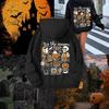 Men's Vintage Halloween Hooded Sweatshirt Pumpkin Witch & Spooky Graphic Print Cozy Fleece Pullover Casual Tops Streetwear Soft Fabric