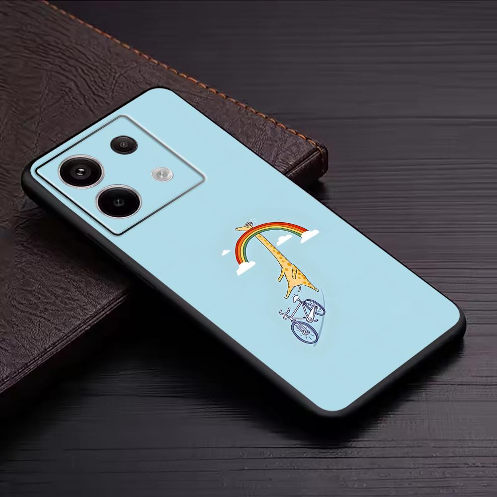 Süßes Giraffen-Handyhülle für Redmi Note 14 13 12 11 Pro Plus S 5G 14C A3 Weiche Schwarze Handyhülle