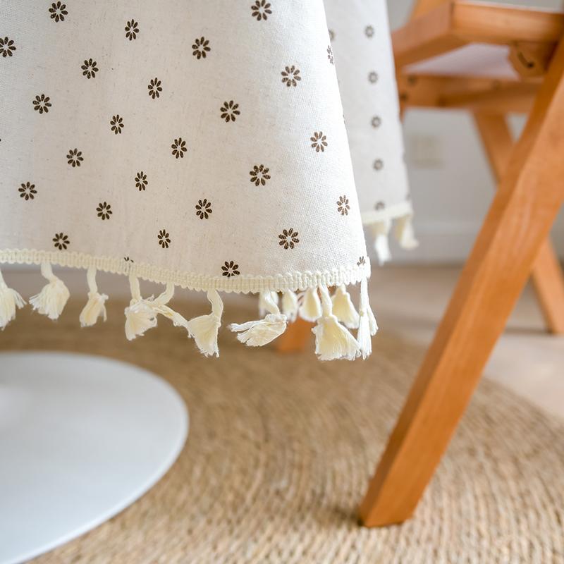 Vintage Round Tablecloth Floral Table Cloth Washable Dust-Proof Table Cover for Kitchen Dinning Party Picnic Tabletop Decoration