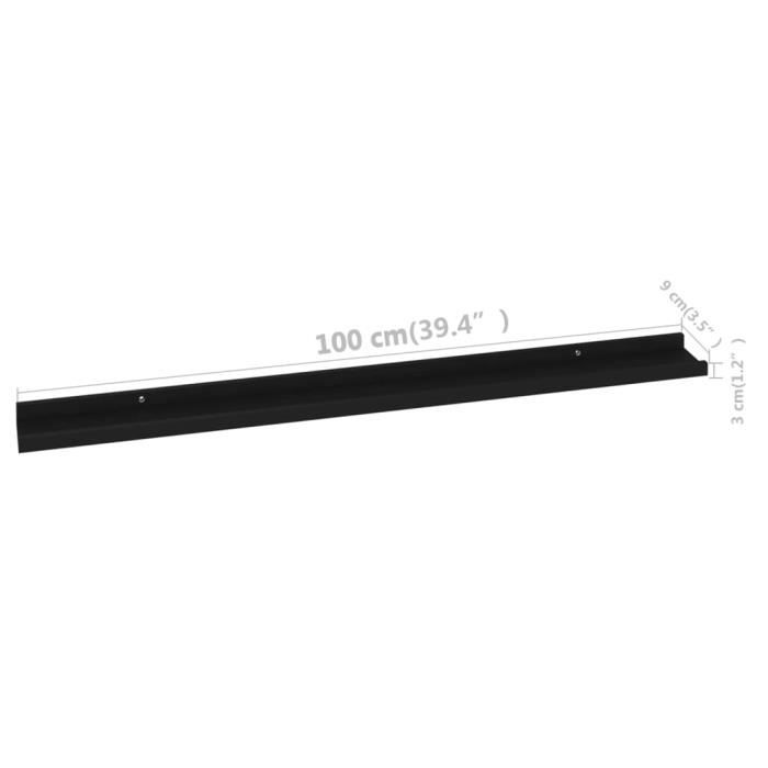 VidaXL Étagères murales 4 pcs Noir 100x9x3 cm
