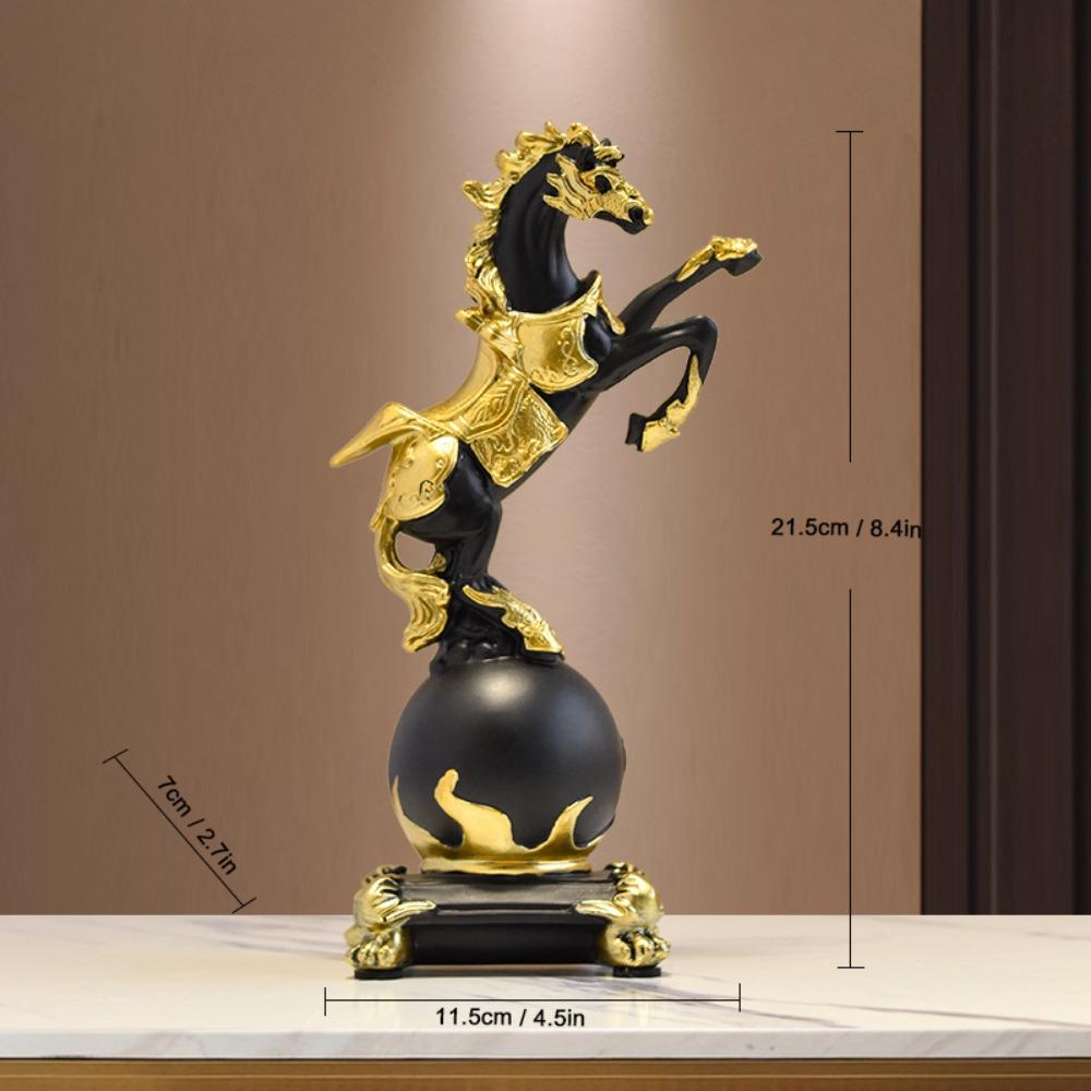 

New Resin Feng Shui Lucky Horse Statue Attract Wealth Good Luck Office Ornaments Small Horse Sculpture Home Decoration чёрный