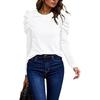 2024 Women's High-Elastic Cashmere Round Neck Slim Fit Puff Sleeve Long Sleeve Top for Autumn and Winter