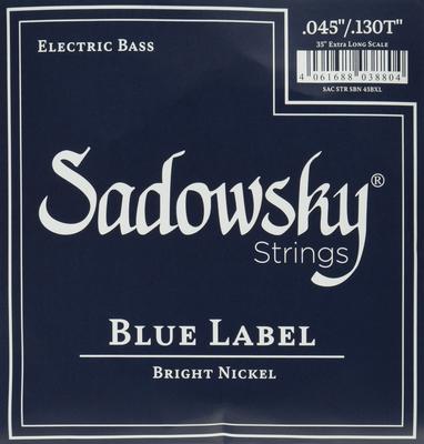 Blue Label Bass Super Long SBN45EX Niebieskie Struny, Nikiel, Menzura 35", 5-strunowe, 045-130