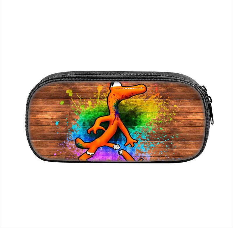 Rainbow Friends Cartoon Pencil Case With Durable Nylon Material Large Capacity School Storage