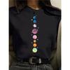 Planets Print Aesthetic Kawaii Graphic Women T Shirt Female Retro Black Tops Tee Ladies Clothing