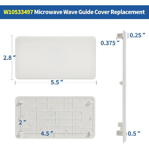 W10533497 3021428 Microwave Inlet Cover Replacement Compatible with Whirlpool Maytag WMH73521CW YMMV4205FW, WPW10533497 Microwave Oven Wave Guide