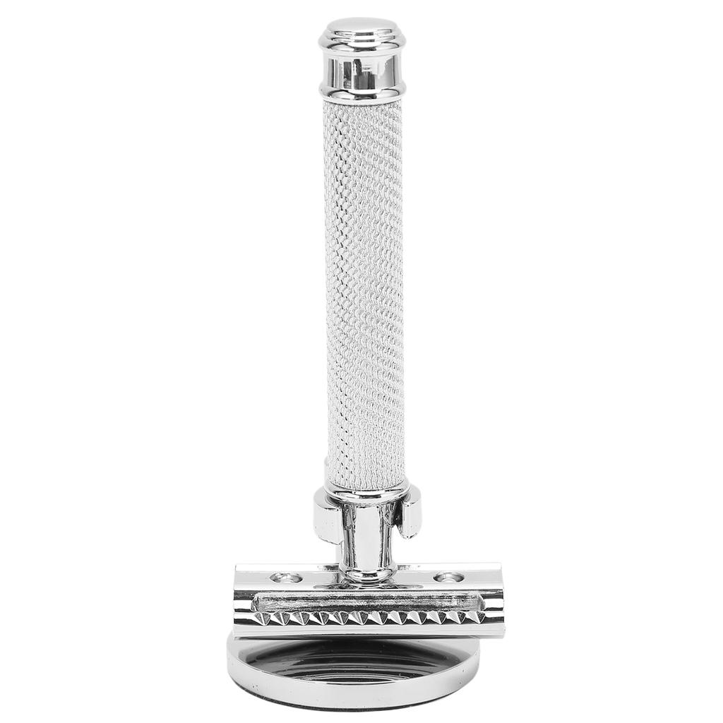 Shaving Razor Double Edge Manual Barber Shop Safety Shaver Kit for Men Sliver (without Blade)