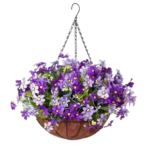 

Realistic Artificial Hanging Baskets Outdoor, Artificial Plants Outdoor, Fake Flowers for Garden Patio Balcony (B)