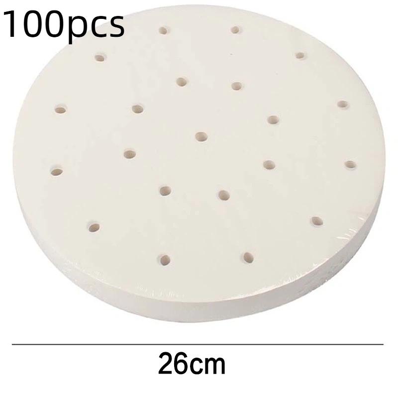 100pcs Steamer Pad Paper Air Fryer Baking Paper Non Stick Silicone Oil Steamer Paper One-Time Use Non-Stick Oil Paper
