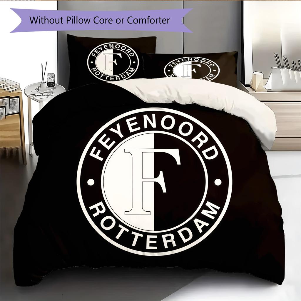 Feyenoord logo Pattern Bedding Quilt Set Quilt Cover Pillowcase Home Decoration Birthday Gift (1 * duvet cover + 2 * pillowcase, without core)