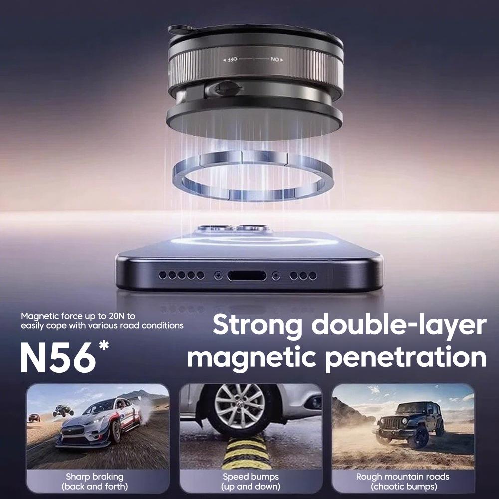 360° Rotation Vacuum Suction Cup Magnetic Car Phone Holder Foldable Adsorption Navigation Holder for iPhone 15 16 Smartphone