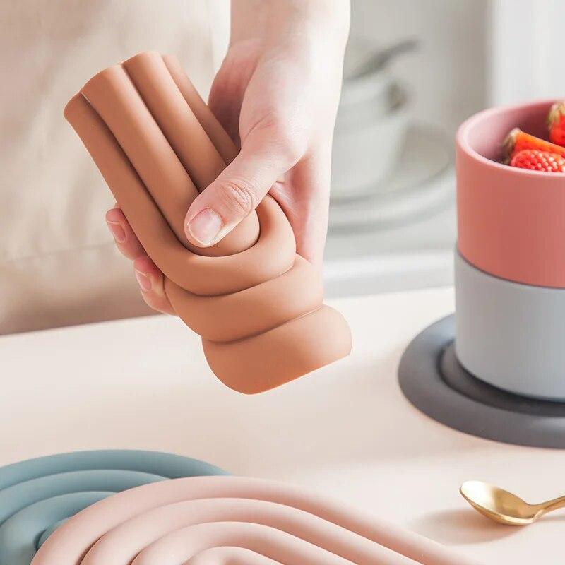 Silikon-Tischset, Untersetzer, Geschirr, Topflappen, Tischset, multifunktionale Topflappen für die Küche, hitzebeständige Pfannenauflagen