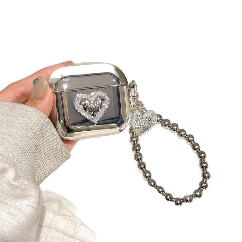 Electroplated heart-shaped earphone case suitable for Apple AirPods 1 cute girly AirPods 1 Bluetooth earphone case