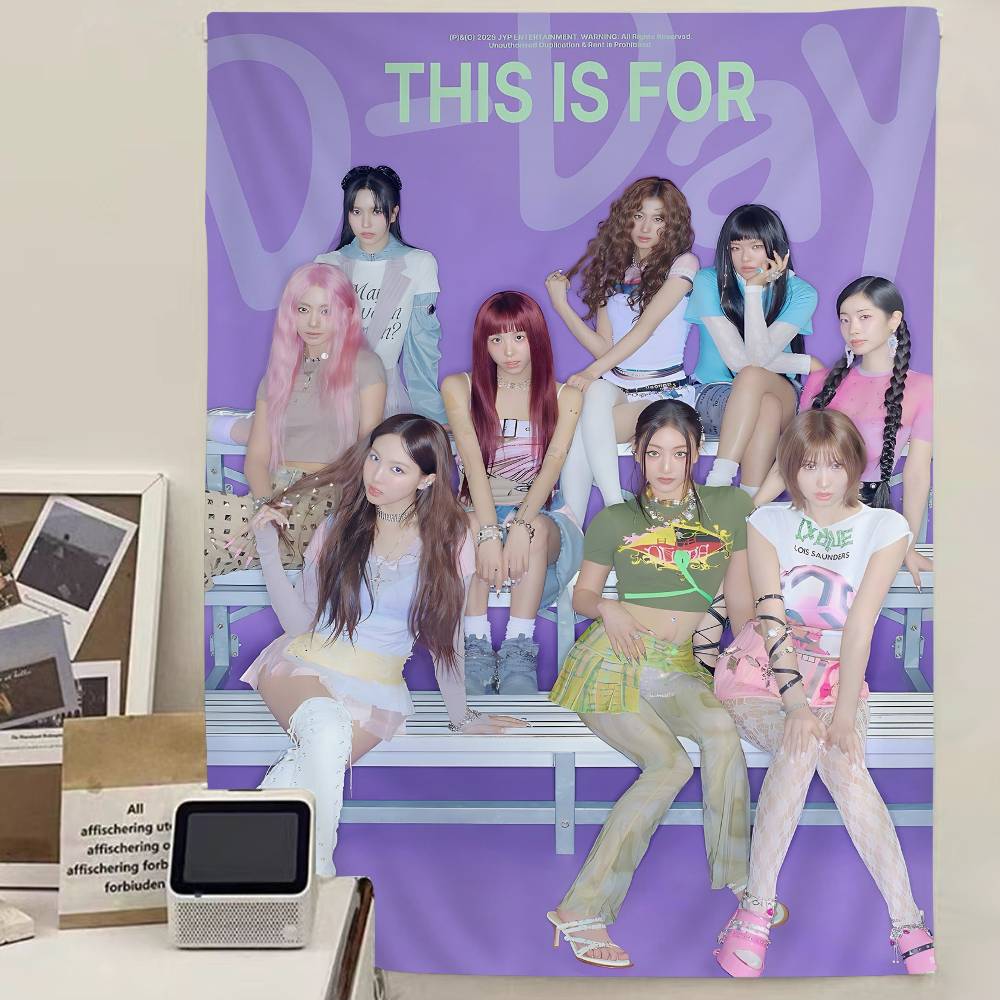 Kpop TtwiceS Printed Large Wall Tapestry Hanging Tarot Hippie Wall Rugs Dorm Art Home Decor 74x94cm(29x37in)