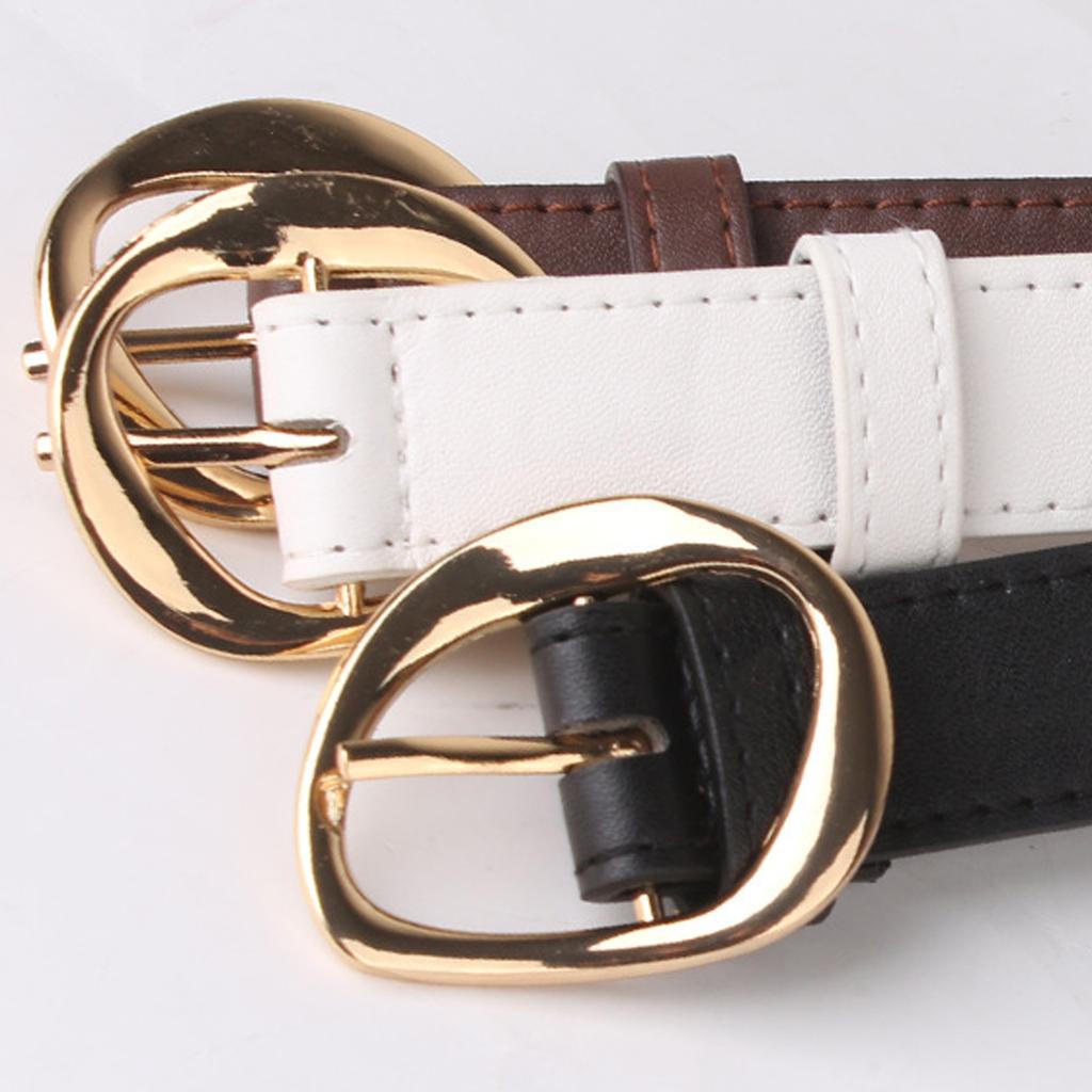 Simple Belt Waistband Waist Belt Unique Golden Buckle Solid Color PU Belt Waistband Waist Belt for Dress