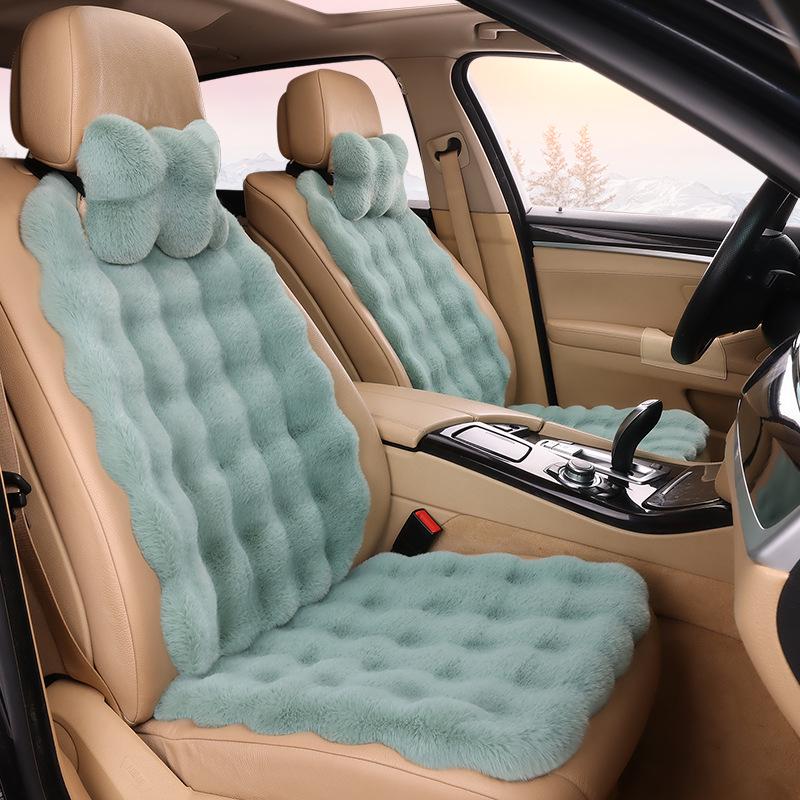 Plush Faux Rabbit Fur Car Seat Cushion: Luxurious Lumbar Support for Autumn and Winter Comfort