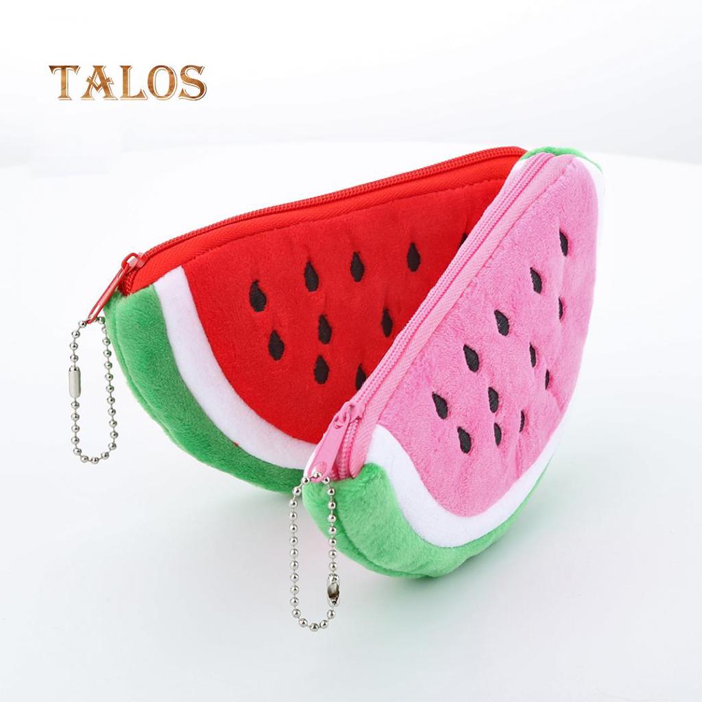 Watermelon Plush Key Coin Wallet Purse Cosmetic Makeup Pouch Phone Pencil Pen Bag Versatile Bags
