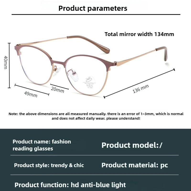 Men'S And Women'S New Luxury High-Definition Farsighted Glasses Neutral New Fashion Cat-Eye Anti-Blue Light Reading Glasses +4.0