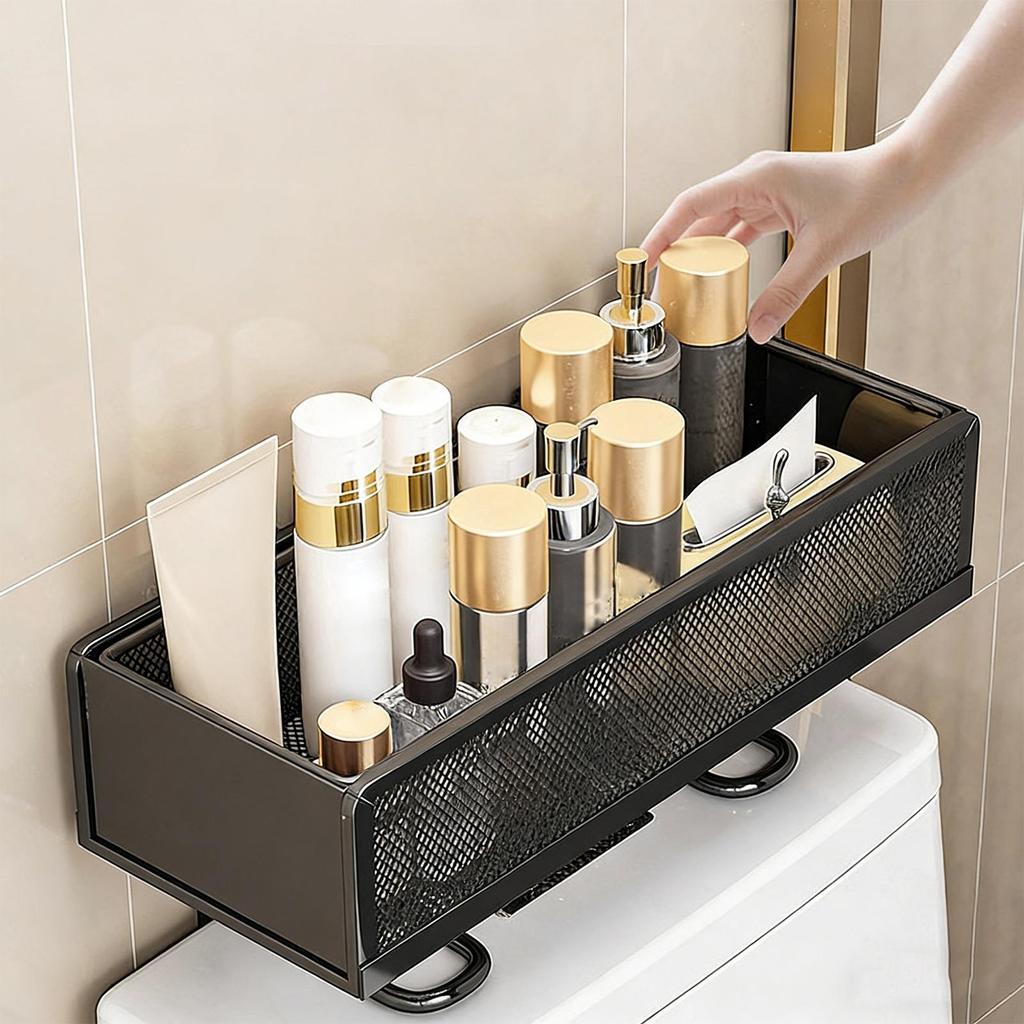 Toilet Shelf Metal Adhesive Space Saving Bathroom Stand Over Toilet Storage Shelves for Home Restroom Kitchen Laundry Room Paper