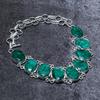 Natural Emerald(Simulated) 925 Sterling Silver Jewelry Necklace 18" R6m84