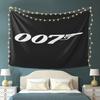 007 Themed Black Tapestry with Golden String Lights Soft Polyester Fabric Ideal for Living Room Bedroom or Office Decor