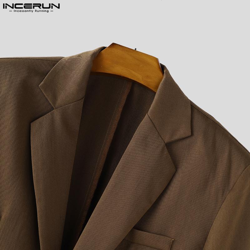 INCERUN Two Pieces Outfits Men Oversized Long Sleeve Blazer Capri Pants Sets Outfits