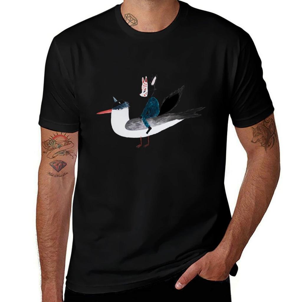 Masked Friends Tern And Fox Tshirt Basic Daily Outfit Short Sleeve Tee Tshirt