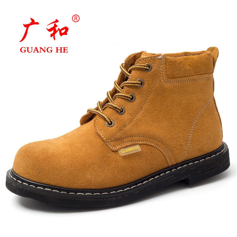 

Tire sole labor insurance shoes men s steel baotou high-top wear-resistant anti-smashing anti-stab work shoes high temperature safety shoes non-slip Yellow * 46