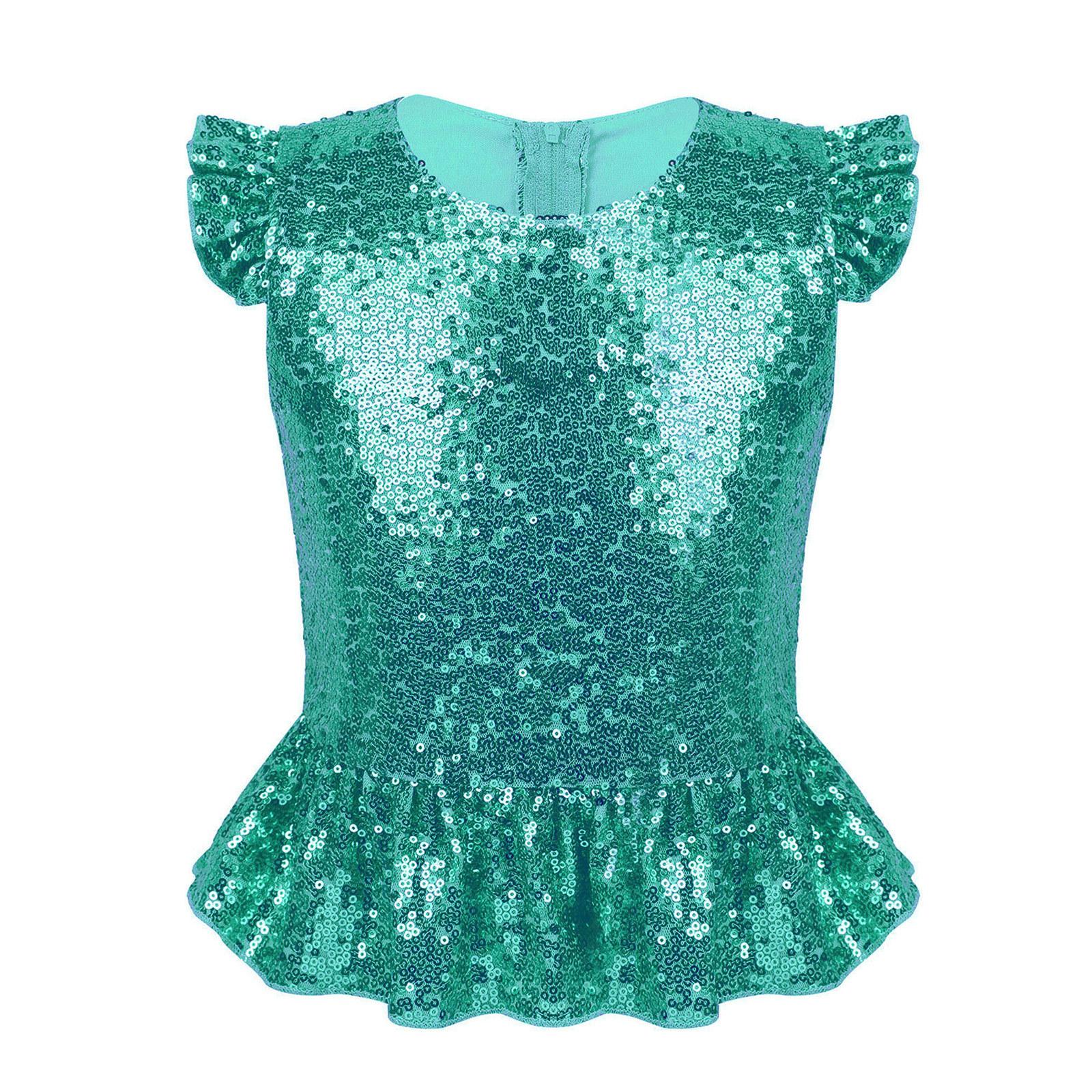 

Детский топ с блестками и баской на молнии сзади для Хэллоуина, карнавала, дня рождения, тематические вечерние костюмы 15-16 Years